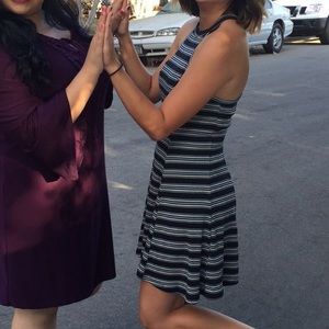 Fit and flare mini striped dress